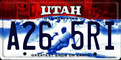 UT license plate A265RI
