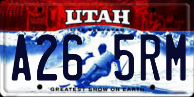 UT license plate A265RM