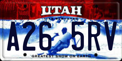 UT license plate A265RV