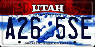 UT license plate A265SE