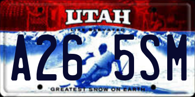 UT license plate A265SM