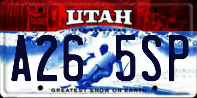 UT license plate A265SP