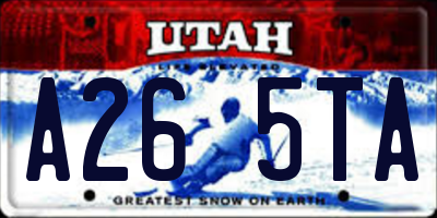 UT license plate A265TA