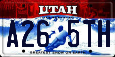 UT license plate A265TH