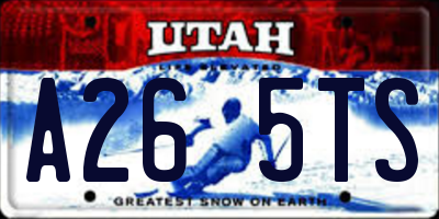 UT license plate A265TS