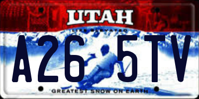 UT license plate A265TV
