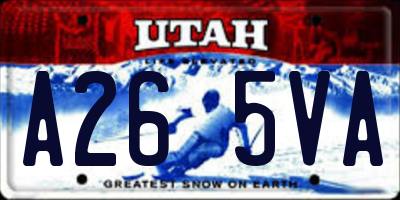 UT license plate A265VA