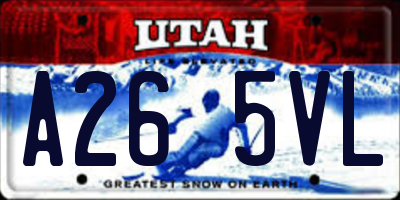 UT license plate A265VL