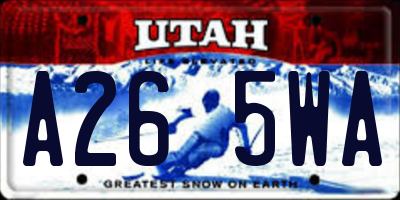 UT license plate A265WA
