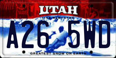 UT license plate A265WD
