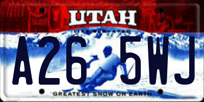 UT license plate A265WJ