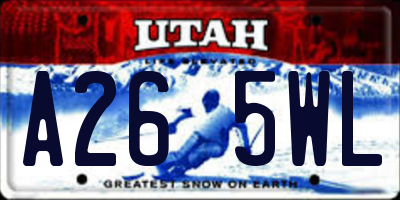 UT license plate A265WL