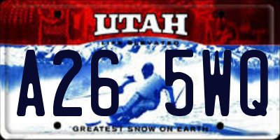 UT license plate A265WQ