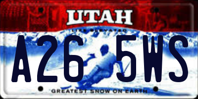 UT license plate A265WS