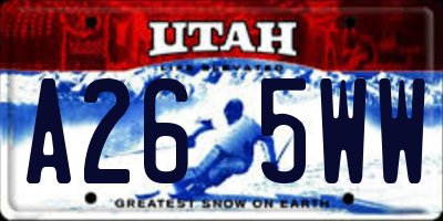 UT license plate A265WW