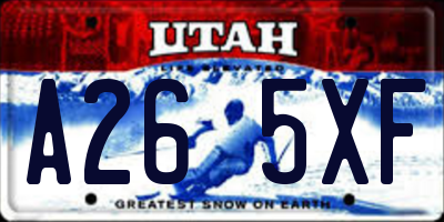 UT license plate A265XF