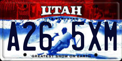 UT license plate A265XM