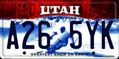 UT license plate A265YK