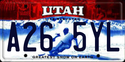 UT license plate A265YL