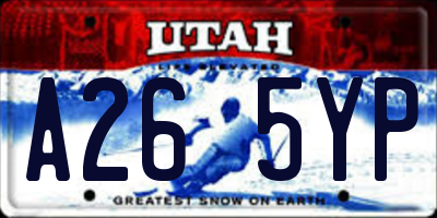 UT license plate A265YP
