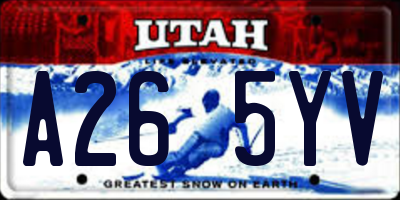 UT license plate A265YV