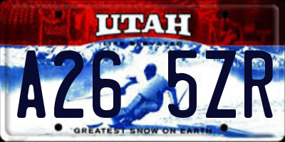 UT license plate A265ZR