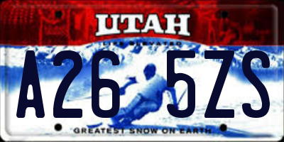 UT license plate A265ZS