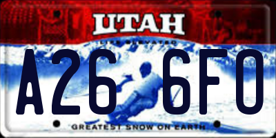 UT license plate A266FO