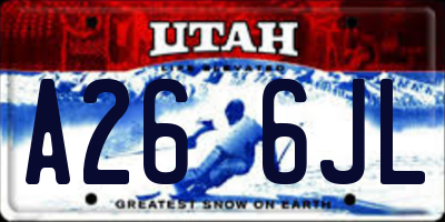 UT license plate A266JL