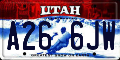 UT license plate A266JW