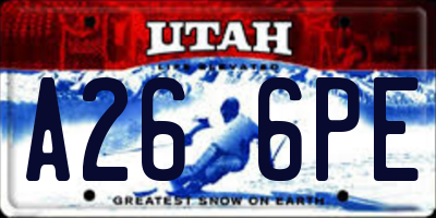 UT license plate A266PE