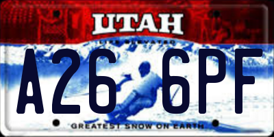 UT license plate A266PF