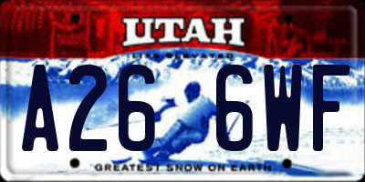 UT license plate A266WF