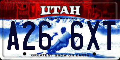 UT license plate A266XT