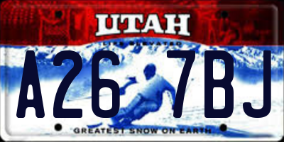 UT license plate A267BJ