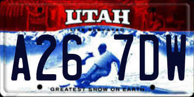 UT license plate A267DW