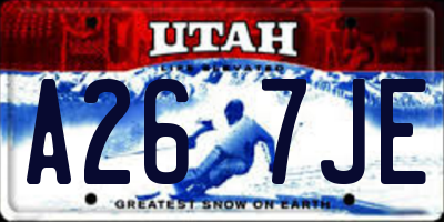 UT license plate A267JE