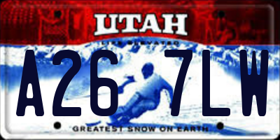 UT license plate A267LW
