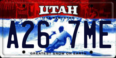 UT license plate A267ME