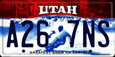 UT license plate A267NS