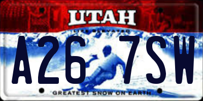 UT license plate A267SW