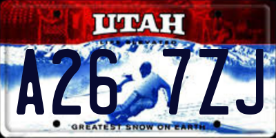 UT license plate A267ZJ