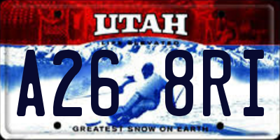 UT license plate A268RI