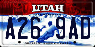UT license plate A269AD