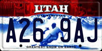 UT license plate A269AJ