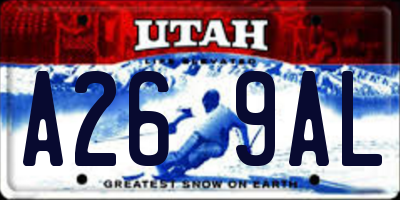 UT license plate A269AL