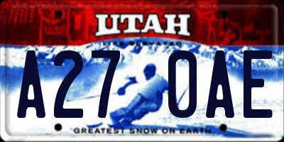 UT license plate A270AE
