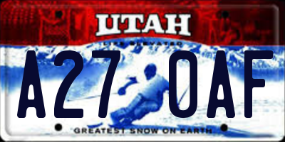 UT license plate A270AF