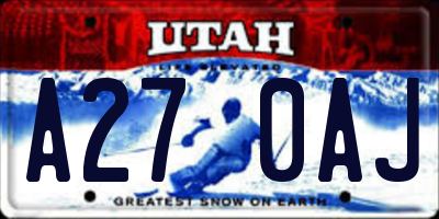 UT license plate A270AJ
