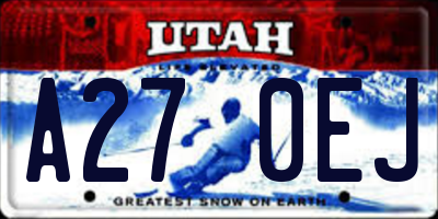UT license plate A270EJ